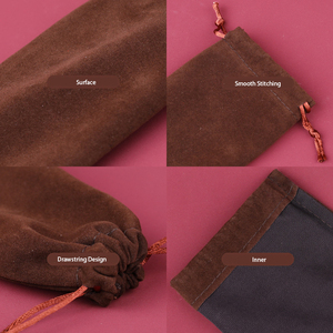 Sacs de rangement en velours avec cordon de serrage pour brosses, 8x17cm, 8x22cm, 10x20cm, sacs cadeaux personnalisés, sacs d'emballage réutilisables pour le quotidien - Product Image 2