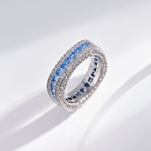 factory price plata 925 <b>sterling</b> <b>silver</b> zircon Rhodium Plated <b>ring</b> luxury <b>adjustable</b> Round Brilliant Cut Wedding <b>rings</b> for women - Product Image 5