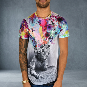 เสื้อยืดคอกลมแขนสั้นผ้าโพลีเอสเตอร์/คอตตอน 160 กรัม สีพื้น แบบเรียบง่าย สกรีนลายดิจิตอลตามสั่ง พร้อมตัวเลือกสกรีนโลโก้สำหรับผู้ชาย - Product Image 3