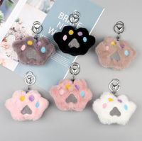 Porte-clés de poupée en peluche motif patte de chien et de chat, accessoire personnalisé, pendentif pour voiture, porte-clés de jouets d'enfants, en poils de lapin, cadeau