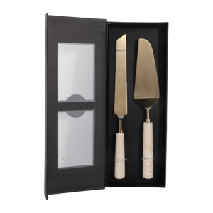 Set per Servire Insalata con Manico in Travertino, Utensili da Cucina Moderni, Servizi da Tavola Decorativi per l'Intrattenimento - Product Image 3