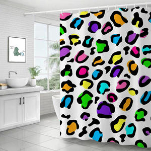 <span class=keywords><strong>Tenda</strong></span> da doccia con stampa leopardata <span class=keywords><strong>arcobaleno</strong></span>, tende da bagno colorate in stile moderno con 12 ganci, decorazioni per il bagno in poliestere impermeabile - Product Image 4