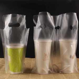 Logo personnalisé PE Plastique Thé au lait Sac d'emballage pour tasses simples et doubles Café Jus de boisson Porte-boisson pour supermarché - Product Image 4