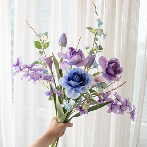 Bouquet de fleurs artificielles Lolita, roses bleues et violettes, freesia, calla, décoration d'intérieur, arrangement de mariage CF02113 - Product Image 2
