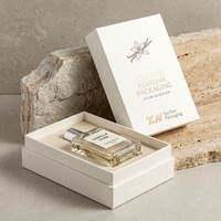 Boîte à parfum rigide en deux parties, blanche, de luxe, personnalisée, avec couvercle amovible, réutilisable, écologique, doublée d'une éponge, boîte cadeau pour cosmétiques et soins de la peau