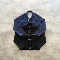 Ensembles de vêtements personnalisés en jean denim, coupe oversize, épais, avec boucle de pompier et fermoir de pompier, en denim selvedge japonais brut