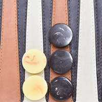 Jetons de backgammon en résine faits à la main, 37 mm, pierres de backgammon en marbre noir et ivoire