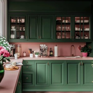 <span class=keywords><strong>Cucina</strong></span> Componibile in Legno Compensato Verde <span class=keywords><strong>Vintage</strong></span> a Forma di L, Personalizzabile per Spazi Indipendenti, Produzione Diretta - Product Image 4