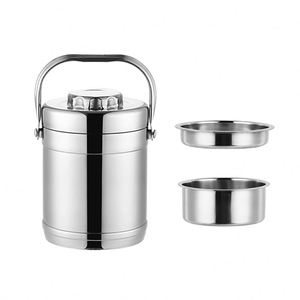 Double Wall Vacuum Insulated Stainless Steel <b>Lunch</b> Bucket With 2 Compartment Inner Bowls, Portable Handheld Leakproof Thermal - Product Image 3