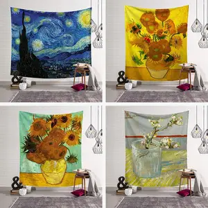 Van Gogh Olieverf Kunst Home Decor Slaapzaal Slaapkamer Woonkamer Collage Polyester Stof Opknoping Wandtapijt