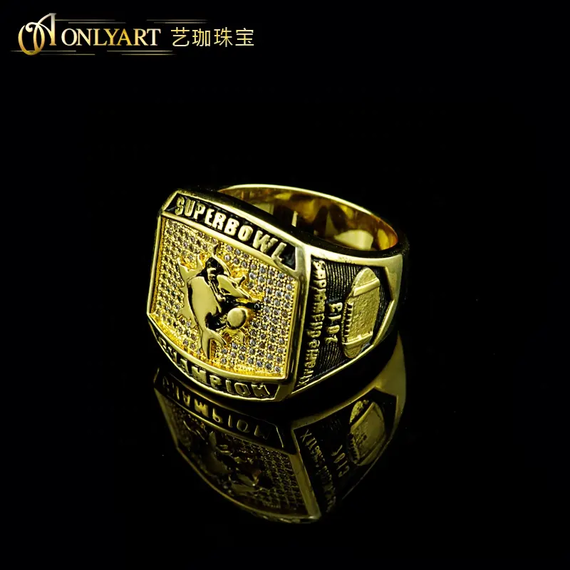 แหวนชุบทอง18K สำหรับผู้เล่นแฟชั่นกีฬาฟุตบอลเยาวชนแหวนมวยกำหนดเองสำหรับแฟนๆแหวนแชมป์บาสเก็ตบอล