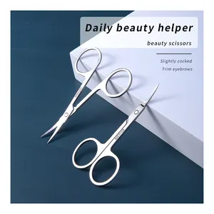 LMLTOP Point Tip Beauty Eyebrow Scissors A0401 Stainless Steel Eyelash Scissors Private Label Manicure Curved Cuticle Scissor