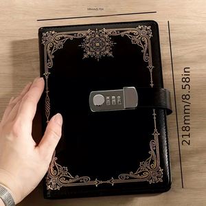 Low MOQ Password <b>Notepad</b> Custom Gold Stamping Lock Waterproof Leather Hardcover <b>A5</b> 80 Sheets Thread Sewing - Product Image 2