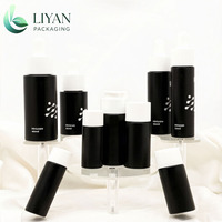 Petites bouteilles compte-gouttes cylindriques avec pulvérisateur à pompe, contenants vides personnalisés pour liquides et huiles, bouteilles en plastique PET avec impression sérigraphique