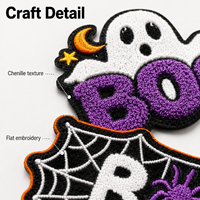 Set de Parches de Chenilla Personalizados de Halloween con Diseños de Fantasma, Calabaza y Telaraña para Gorras y Mochilas, Regalos de Temporada, Venta al por Mayor