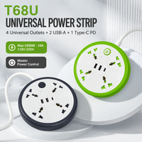 Stop Kontak Bundar Universal Multi Plug Socket USB Type-C Pengisian Daya Panjang Kabel Dapat Disesuaikan Hub Stop Kontak Teras