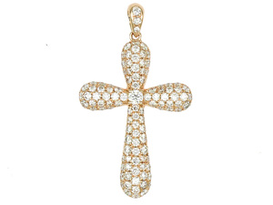 Pendentif croix en zircon blanc pavé, plaqué or et argent, bijoux fantaisie pour femmes et hommes - Product Image 3