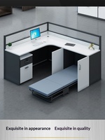 Lit pliant de bureau pour pause déjeuner, cabine de travail en L avec écran intégré, table-lit, personnalisation de bureau en PVC