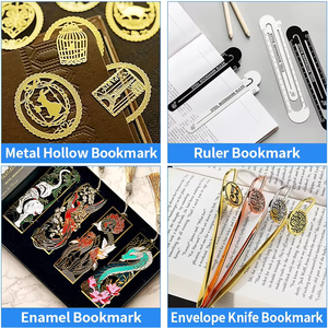 Marque-page personnalisé avec logo 3D en laiton plaqué métal doré découpé au laser Cadeau pour les amoureux des livres Coupe-enveloppe évidé Marque-page végétal en cuivre - Product Image 5