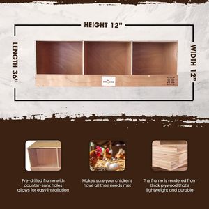 Œuf de ranch robuste: poulailler en bois primitif, nichoirs triples pour 3 poules/poulets, brun naturel - Product Image 4