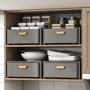 Organisateur de placard coulissant Nana Kitchen à 3 niveaux en acier au carbone, étagère de rangement multifonctionnelle, style moderne et minimaliste - Product Image 4