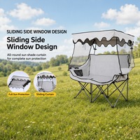 Chaise de camping moderne avec auvent et double siège pliable pour le camping, la plage, le jardin, la terrasse, le parc, les voyages, la pêche, le salon
