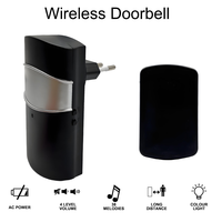 Sonnette sans fil pour maison et appartement, portée de 130 m, 38 mélodies, alimentation par batterie/prise, faible consommation, clignotement couleur, sonnette de sécurité