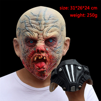 Masque en latex de clown monstre extraterrestre froissé avec appareil respiratoire, drôle et tendance, couvre-visage complet pour Halloween, cosplay, fête costumée