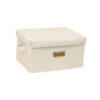 Boîtes de rangement empilables en tissu SFabric, cube de rangement pliable en lin de haute qualité avec couvercles et poignées, capacité 35L+, 50x40x33cm