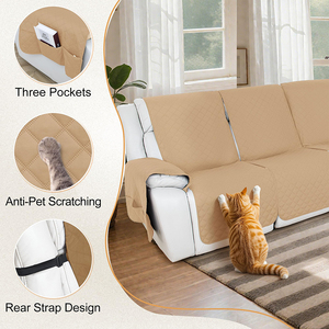 Housse de canapé antidérapante et anti-animaux de compagnie, couleur jaune clair, prix de gros, pour canapé 1 place, nouvelle protection de canapé, couleur unie, durable - Product Image 2
