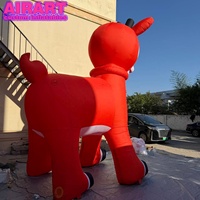 Mascotte gonflable géante de renne à nez rouge de dessin animé, accessoire mignon de renne de Noël pour événements festifs et décoration de centres commerciaux