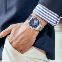 Montre mécanique automatique pour homme Mark Fairwhale 44MM, boîtier et bracelet en métal, mouvement à visière dynamique, fond transparent, étanche, lumineuse FW-6032