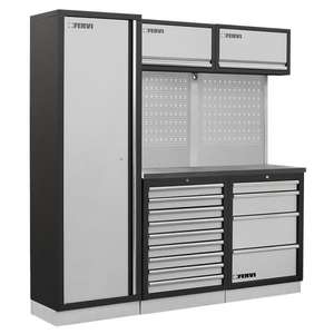 Fervi Modular Workshop Furniture A008Q Steel Enclosure With 13 Drawers And Pegboard <b>Storage</b> For <b>Tools</b> - Product Image 1
