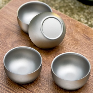 <b>Double</b>-<b>Wall</b> Small Tea Cup Outdoor Camping Kung Fu Tea Set Portable Eco-Friendly Business Gift Cup Gift <b>Box</b> for Single/Multiple - Product Image 3