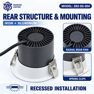 Faretto LED da Incasso Moderno 12W, Diametro 2,5 Pollici (75mm), Foro 83mm, CRI95, Riflettore Opaco Profondo, Downlight da <span class=keywords><strong>Soffitto</strong></span> - Product Image 5