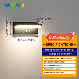 Dễ dàng cài đặt IP65 không thấm nước năng lượng mặt trời bảng điều khiển bên ngoài bức tường ánh sáng ngoài trời sân vườn LED năng lượng mặt trời tường lịch thi đấu với cảm biến chuyển động - Product Image 3