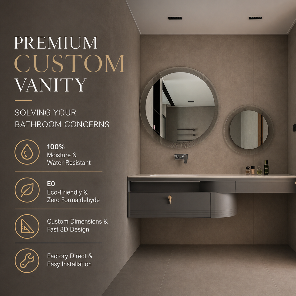 Modern Wooden Double Basin Bathroom Vanity Cabinet with LED Backlit ...
