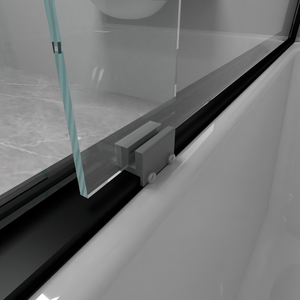 Cadre en aluminium <span class=keywords><strong>noir</strong></span> mat 6mm Cabine de douche en verre trempé <span class=keywords><strong>Baignoire</strong></span> double porte de douche coulissante - Product Image 4