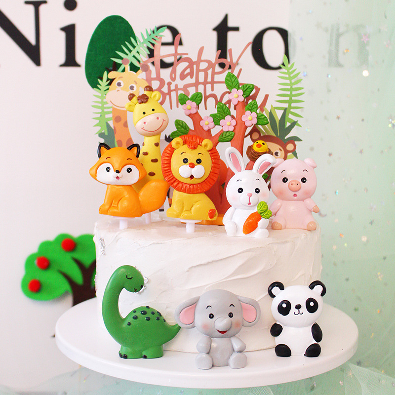 PRITOK Cake Topper De Animales De La Selva – 24 Piezas: Jirafa, León, Elefante, Mono Y Mini Globos, Decoración Para Pastel De Cumpleaños Infantil