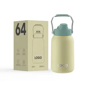 New Style Portable Double Wall Vacuum 128oz 64oz Insulated Water Bottle With Wide Stainless Steel Handle With Custom Logo