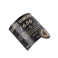 Haute Qualité En Aluminium Feuille D'or Papier 3D Étiquette Artisanat Personnalisé En Relief Conception De Luxe Parfum Étiquettes En Métal Autocollant pour Bouteille De Vin