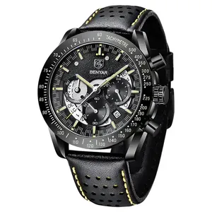 Relojes Benyar 5120 para Hombre, Nuevo Reloj de Pulsera de Cuarzo con Correa de Cuero y Acero Inoxidable, Estilo Casual y de Negocios, Modelo 5120 - Product Image 6