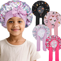 Bonnet Satin Anak dengan Logo Custom, Cetakan Unicorn Lucu, Penutup Kepala Tidur dengan Tali Ikat, Dapat Disesuaikan, untuk Penggunaan Sehari-hari Anak Perempuan, Cocok untuk Semua Musim