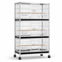 Cage d'élevage d'oiseaux modulaire galvanisée extensible, grande, multicouche, haute durabilité, avec plateau extractible à bouton pour un maintien à long terme