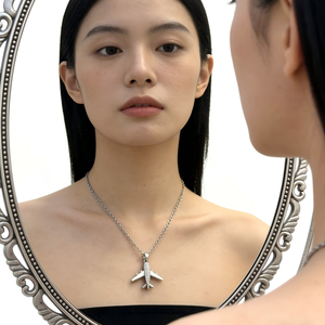 สร้อยคอจี้รูปเครื่องบินชุบทองประดับเพทายคุณภาพสูง Novilashin สำหรับผู้หญิงและเด็ก แฟชั่น - Product Image 5