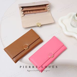 กระเป๋าสตางค์ผู้หญิง Pierre Loues แบบยาว มีซิป ความจุเยอะ ป้องกัน RFID สีพื้น สไตล์มาการอง ใช้ได้ทุกวัน - Product Image 3