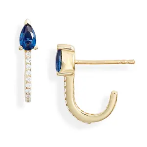 custom jewelry pear shape cubic zirconia earrings stud sapphire gold