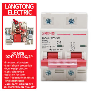 Автоматический выключатель постоянного тока для фотоэлектрических систем MCB DZ47-125DC 2P125A, медный, для защиты аккумуляторов, 1000В 6кА, для литиевых солнечных батарей - Product Image 2