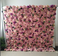 Toile de fond florale rideau tapis panneau 3D retrousser rose fausse soie artificielle rose fleur mur pour mariage événement scène décor