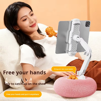 Nuevo Soporte de Peluche para Tablet y Teléfono con Diseño de Dibujos Animados, Material ABS, Rotación 360°, Antivibración, Altura Ajustable, para Escritorio y Cama